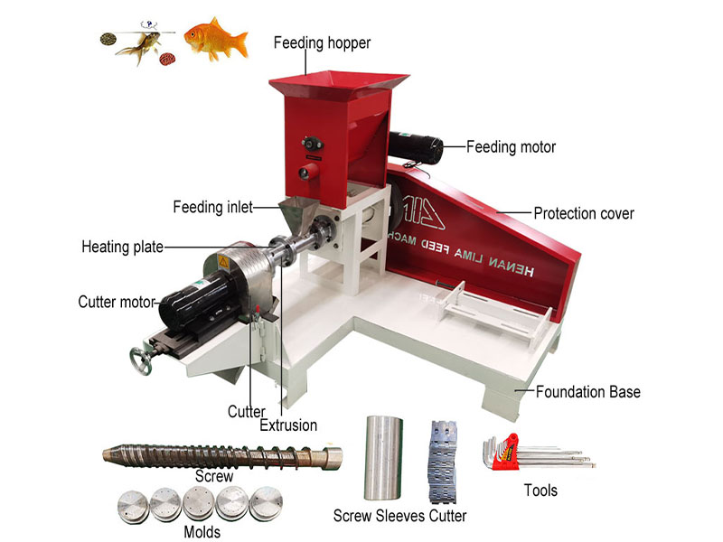 40-800KG/H Electric Engine Floating Fish Feed Pellet Machine